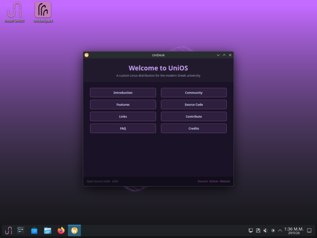 uniOS desktop